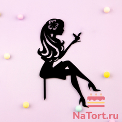 Топпер «Силуэт» девушка с бабочкой , черный (№2)