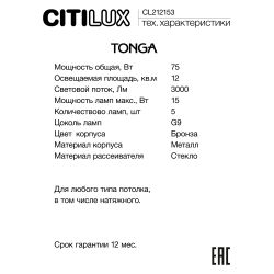 Citilux TONGA CL212153 Люстра на штанге Бронза