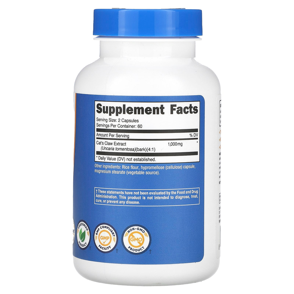 Nutricost, Кошачий коготь, 120 капсул (500 мг на капсулу)