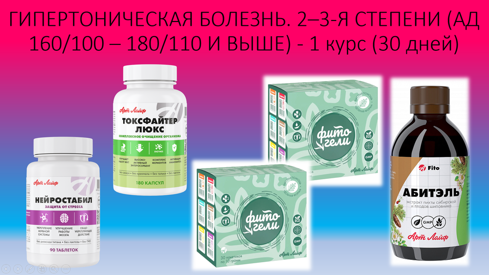 ГИПЕРТОНИЧЕСКАЯ БОЛЕЗНЬ. 2–3-Я СТЕПЕНИ (АД 160/100 – 180/110 И ВЫШЕ) - 1 курс (30 дней)