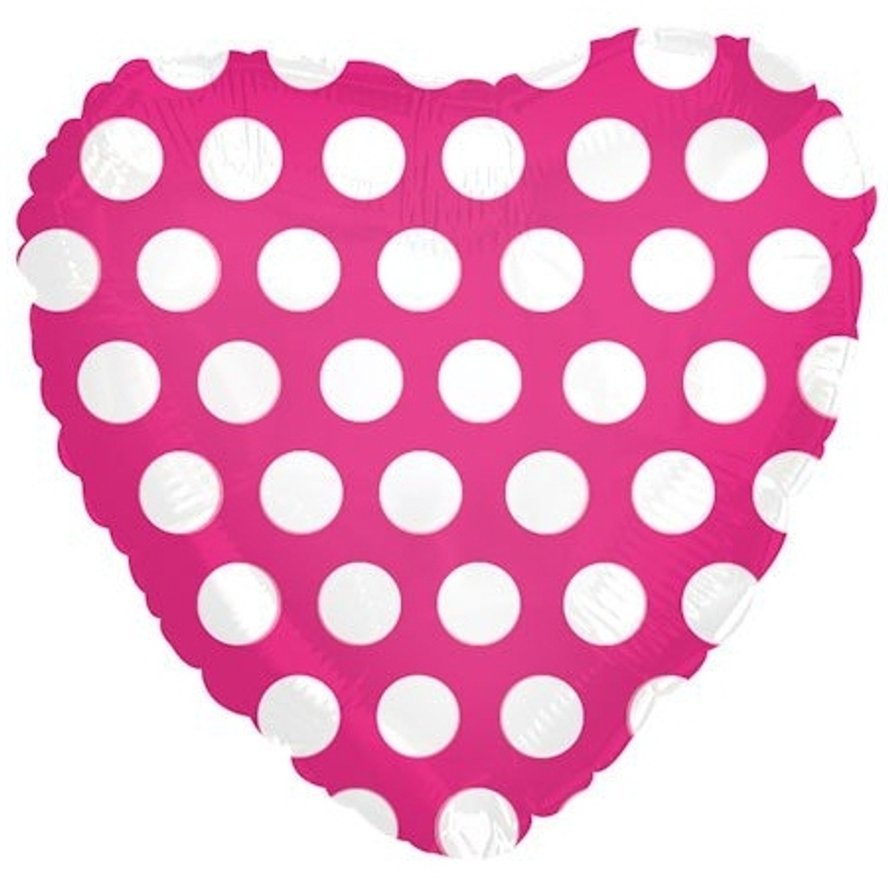 CTI Сердце 18"/46 см Фуксия в Белый Горошек