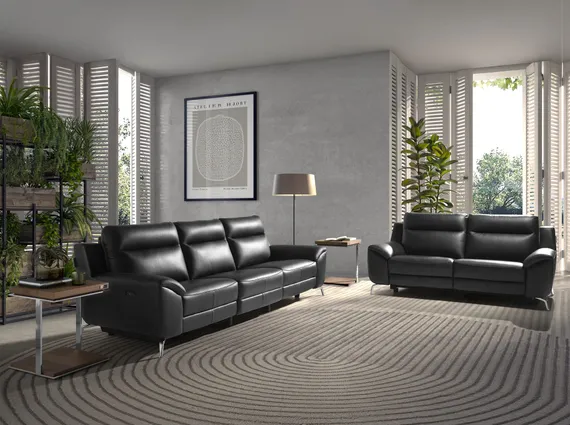 Диван-кровать с реклайнером 3-х местный 6194/KM5088-3P-T541040 черная кожа