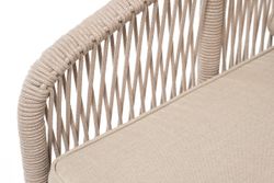 "Канны" кресло плетеное из роупа, каркас алюминий белый муар, роуп бежевый круглый, ткань бежевая 15052