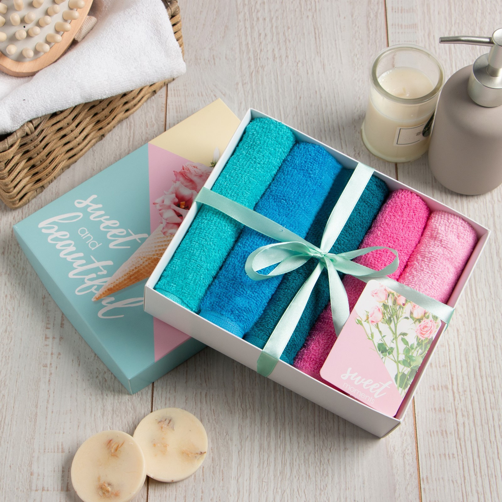 Набор махровых салфеток 30х30 см -5шт, 100% хл, 340гр/м2