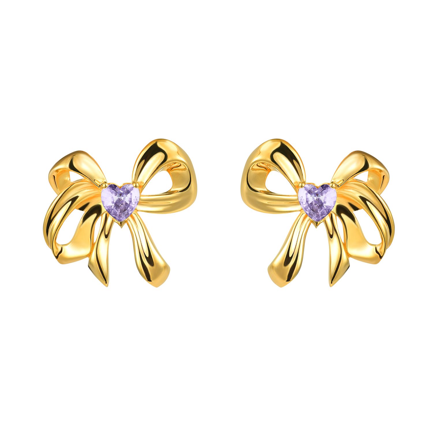 Серьги Violet Hearty Bow Earrings - Gold