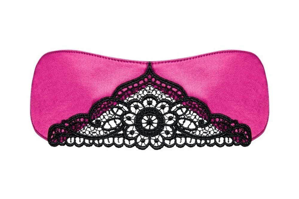 Малиновая атласная маска с кружевом на завязках Satinia Mask (Цвет: малиновый, черный)