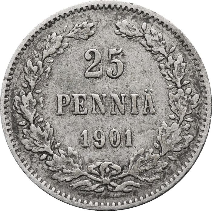 25 пенни (pennia) 1901 L (монета для Финляндии)