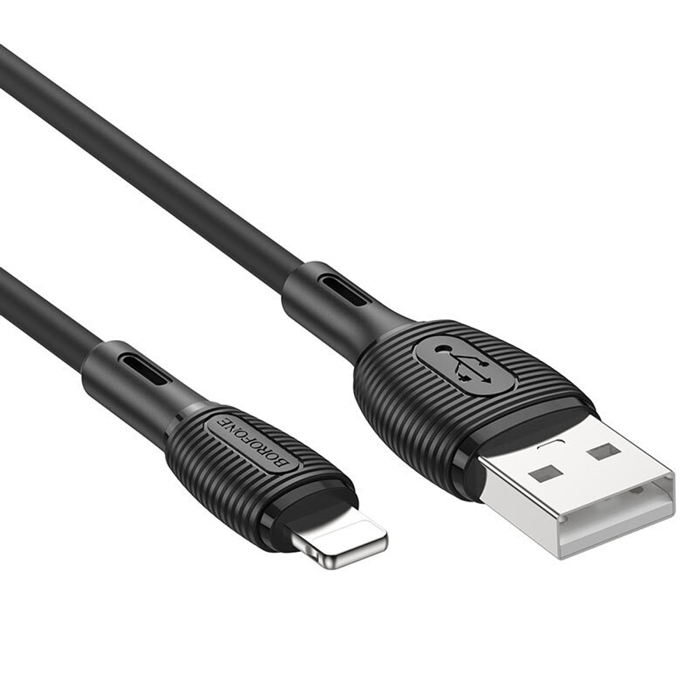 Кабель USB - Lightning BOROFONE BX86 Silicone (черный) 1м