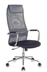 Кресло руководителя Бюрократ KB-9N темно-серый TW-04 TW-12 сетка/ткань с подголов. крестов. металл х
