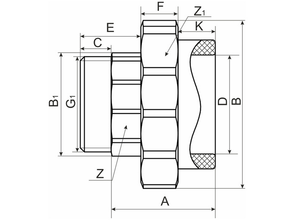 Муфта комб. разъемная, нар 63х2" EVER® plast  БЕЛЫЙ (Россия)