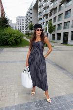 Платье в полоску из хлопка в длине миди