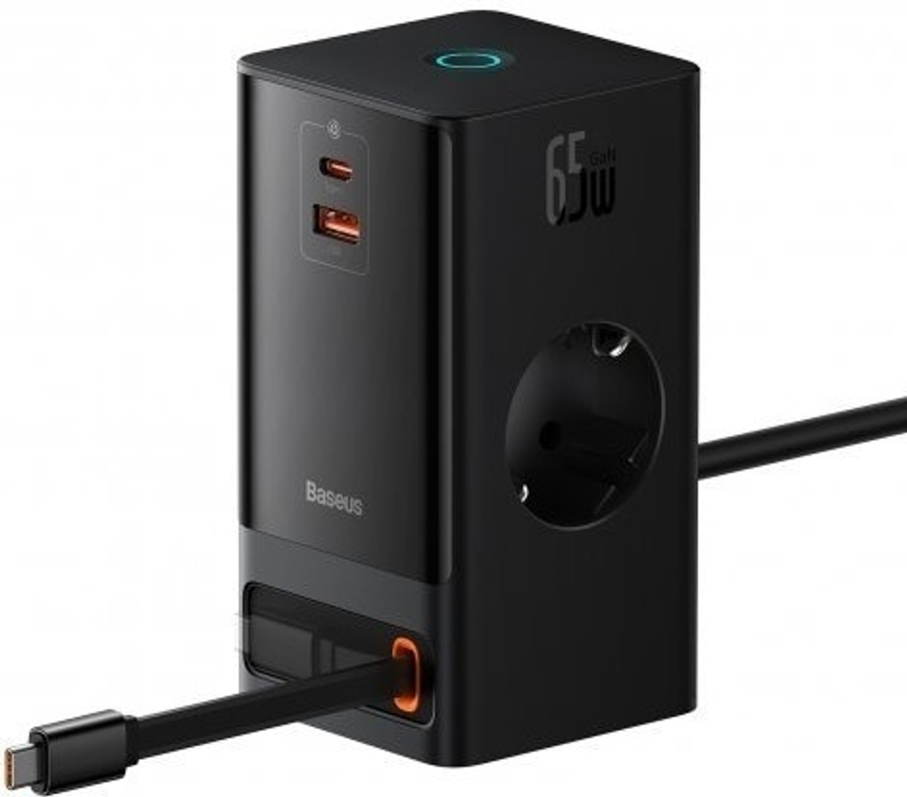 Зарядное устройство Baseus GaN5 PowerCombo PowerStrip 2AC+2C+U 65W USB Type-C, USB черный