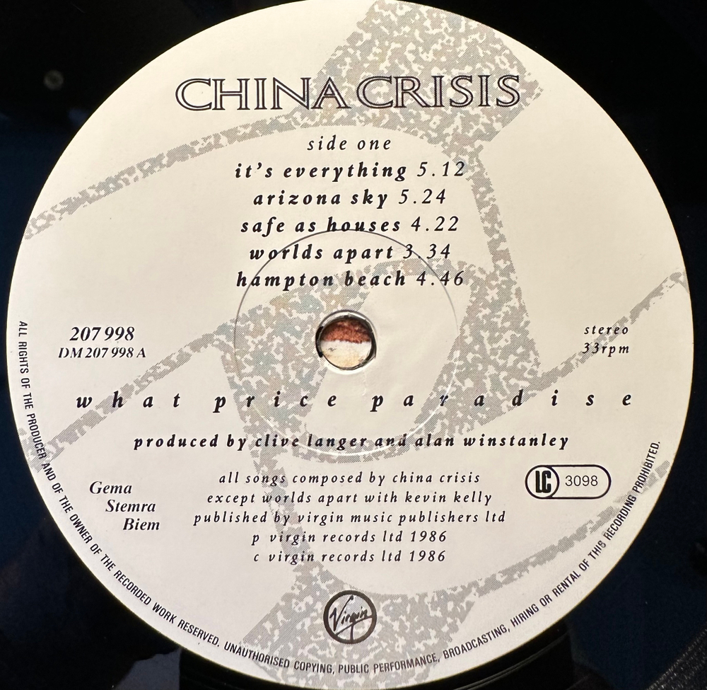 China Crisis - What Price Paradise (Европа 1986г.)