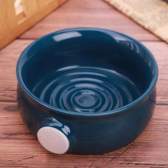 Керамическая чаша для бритья Yaqi тёмно-синего цвета