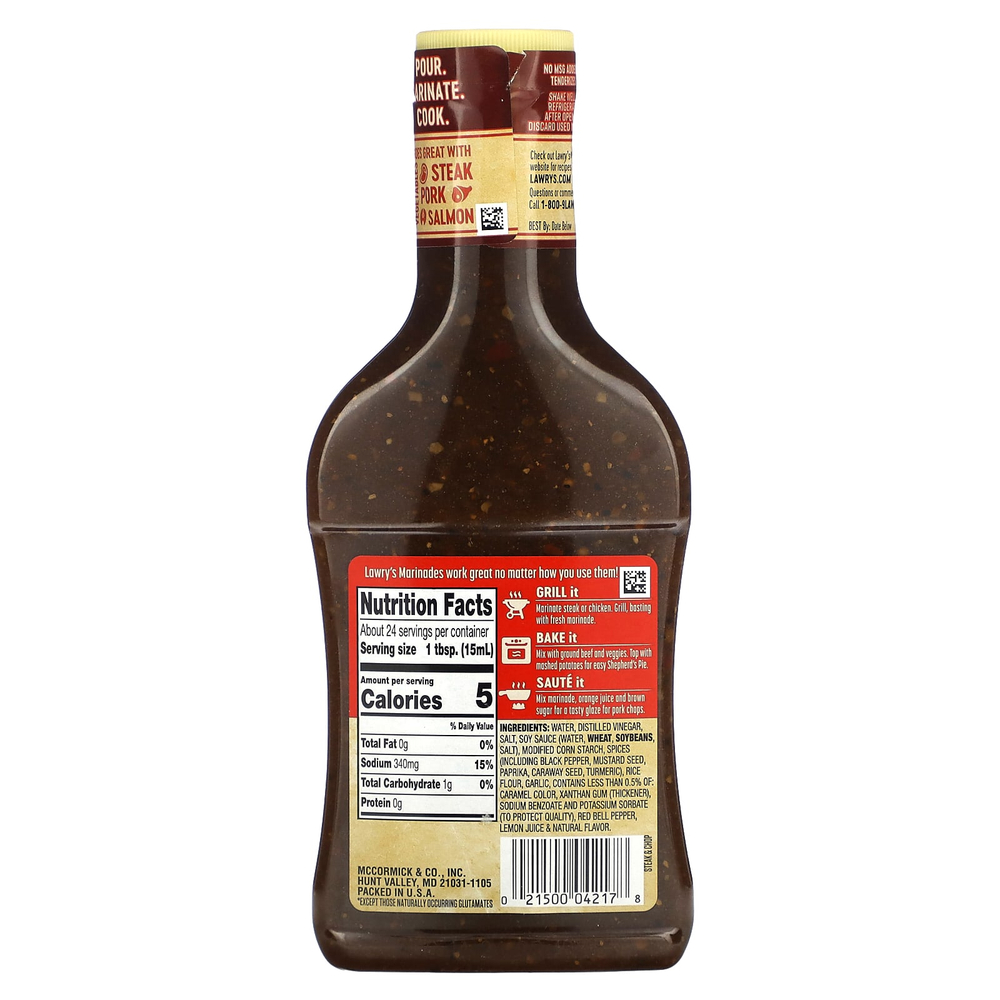 Lawry's, маринад, для стейков и отрубей, 354 мл (12 жидк. унций)