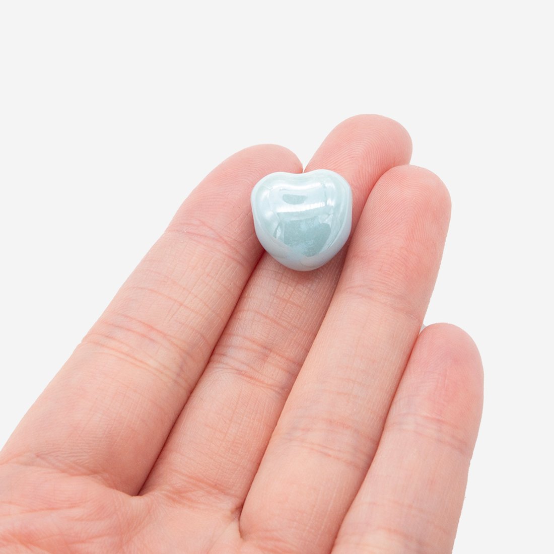 Бусина в форме сердца, 14,3*14,5мм, голубая, глазурированный фарфор