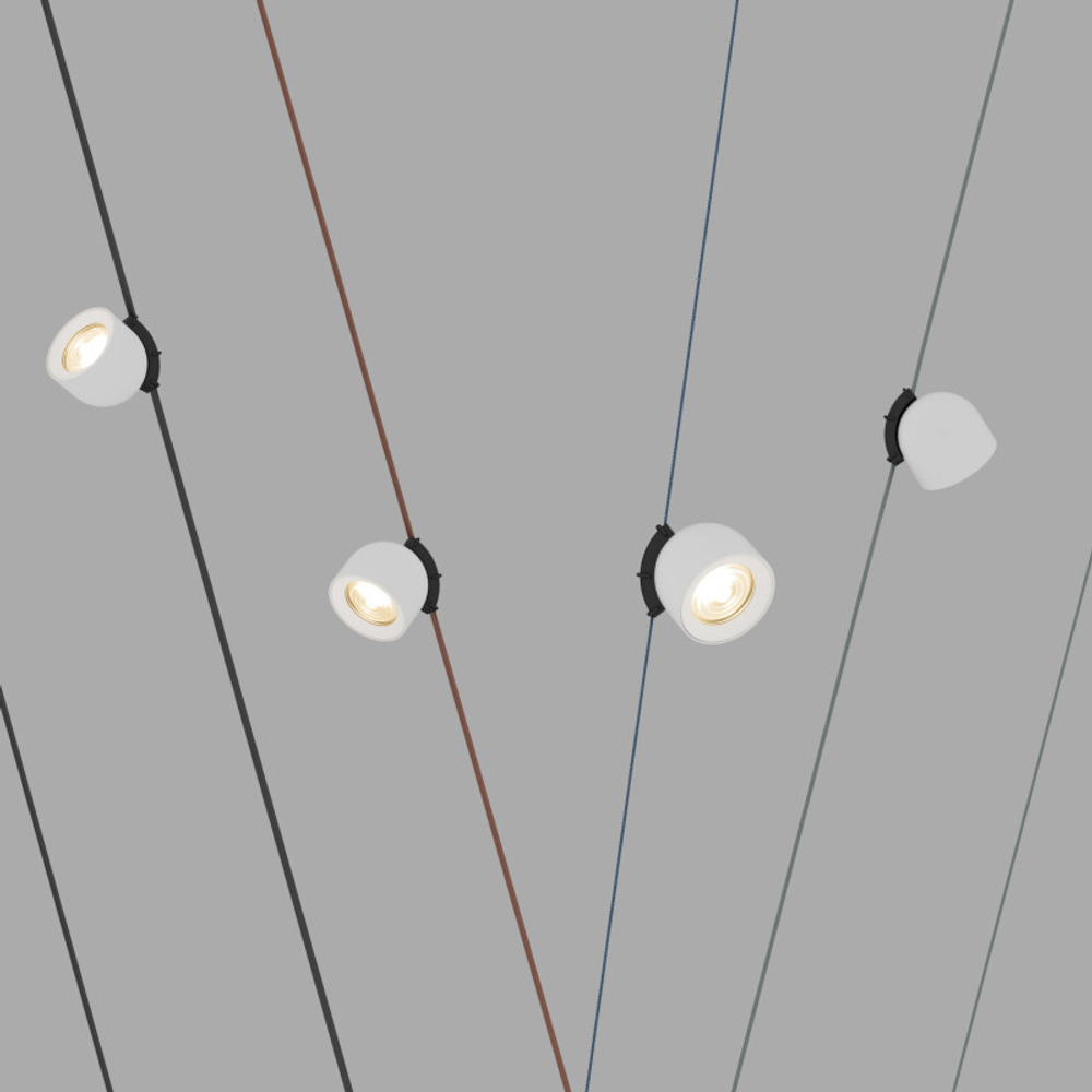 DK5541-WH+BK Поворотный светильник для трека-ремня Belty, серия Spot, со светодиодом, D100*H107мм, 48V DC, 12W, RA90, 38°, 3000K, IP20, белый с черным, алюминий