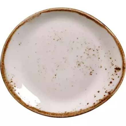 Тарелка «Крафт Вайт» пирожковая фарфор ,H=20,L=155,B=130мм белый,коричнев