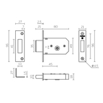 Замок врезной крестообразный X200 F (200 F) CP хром 3key