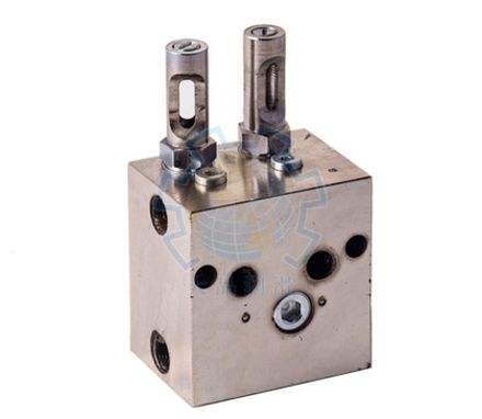 4SSPQ-L2 - Питатель для двухлинейных систем смазки с рабочим давлением 200 бар, количество выходов 4, максимальная доза 1,2 мл/цикл, с регулятором и индикатором