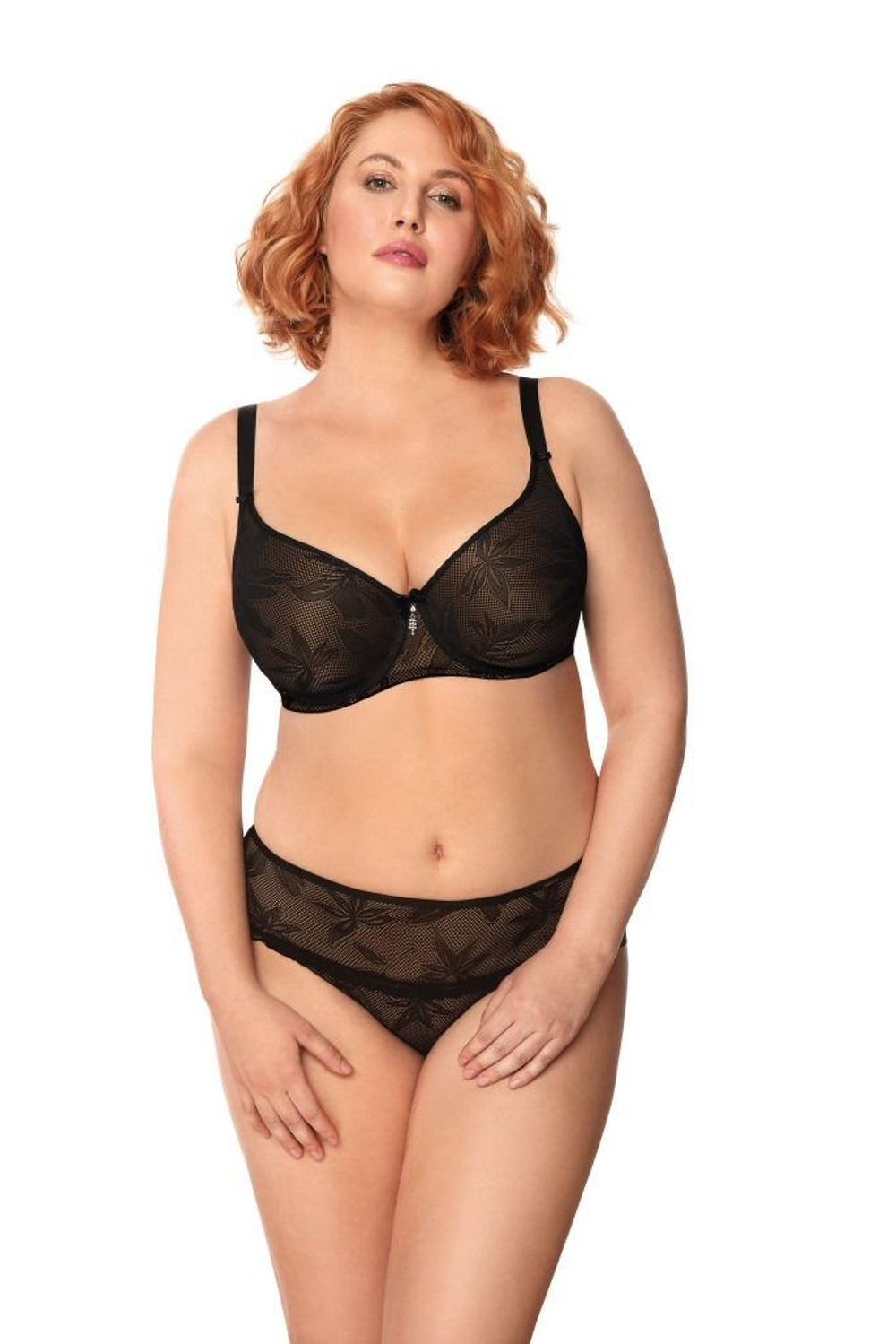 Трусики-шорты из сетки с цветочным рисунком (Размер: XXL) (Цвет: черный)