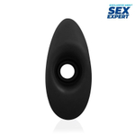 Черный рельефный анальный стимулятор-тоннель - 11 см.