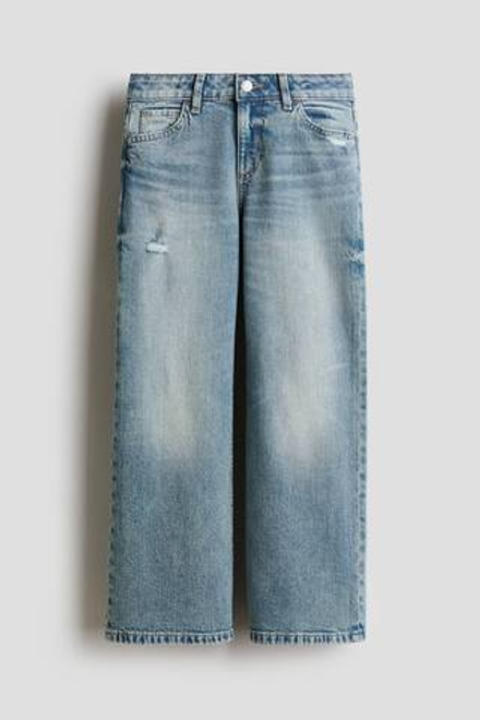 H&M Джинсы Baggy Fit Bootcut, выцветший синий