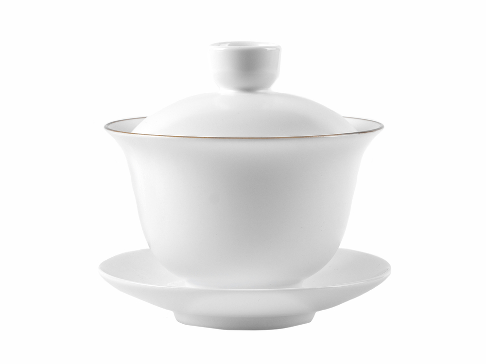 268051.9 Гайвань МАТОВЫЙ ФАРФОР "Белая с ободком" h=9,5 см, d=10 см, 180 мл, фарфор мат.белый