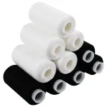 Нитки швейные 45 ЛЛ, 150 м, полиэстер, НАБОР 10 штук, 5 белых / 5 черных, DEVELIA (Девелиа), 609619