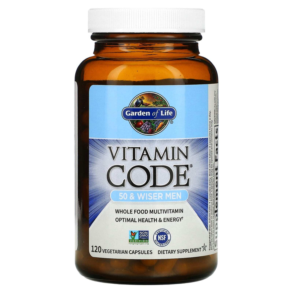 Garden of Life, Vitamin Code, мультивитамины из цельных продуктов для мужчин от 50 лет, 120 вегетарианских капсул