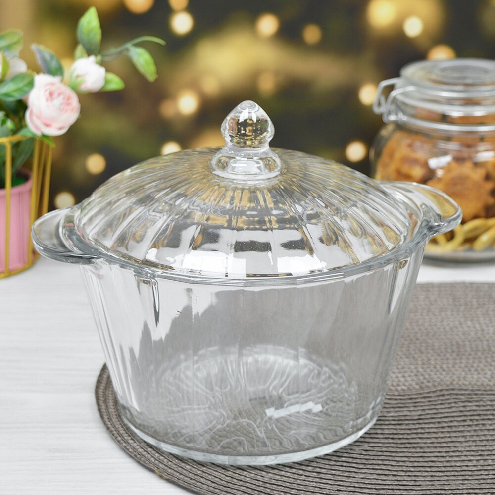 Кастрюля 2,2л стеклянная с крышкой, h11см, d22,5см, ВW-2200L