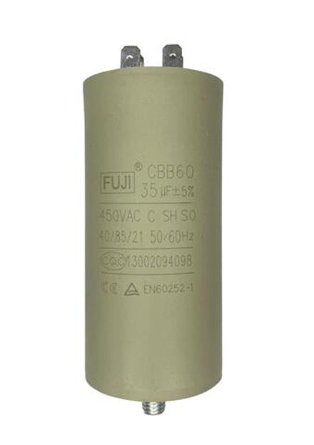 Конденсатор пусковой 450 В 35 мкФ FUJI CBB60 (2+2 PINS+с креплением под болт) 45x93мм