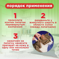 Капли на холку от блох, клещей, вшей и власоедов для кошек более 3 кг Дана Спот-Он (Apicenna), 2 пипетки Фипронил
