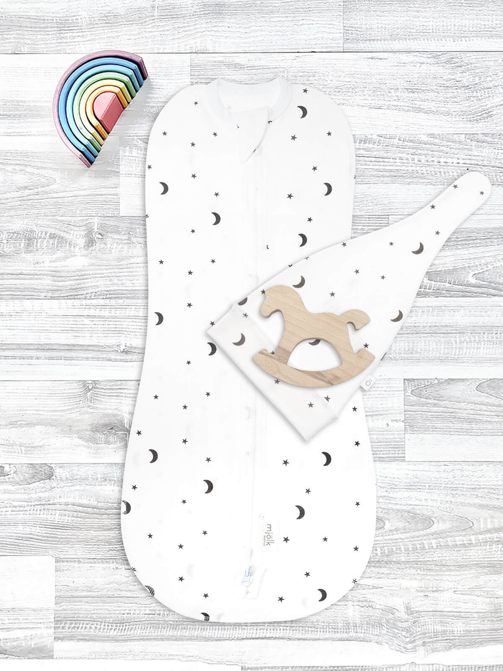 Пеленальный кокон и шапочка Mjölk Ночное небо