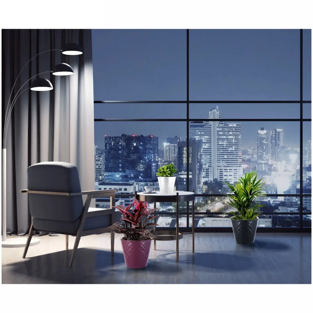 Горшок для цветов пластиковый 1,6л d-16см «Manhattan» c дренажной вставкой, тропический лес