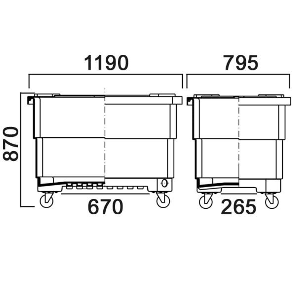 Контейнер 500 л на подставке с колесами Анион 500 л. прямоугольный (1190x795x870см;белый) - арт.559516