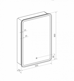 Зеркало-шкаф с подсветкой ART&MAX PLATINO AM-Pla-600-800-1D-L-DS-F