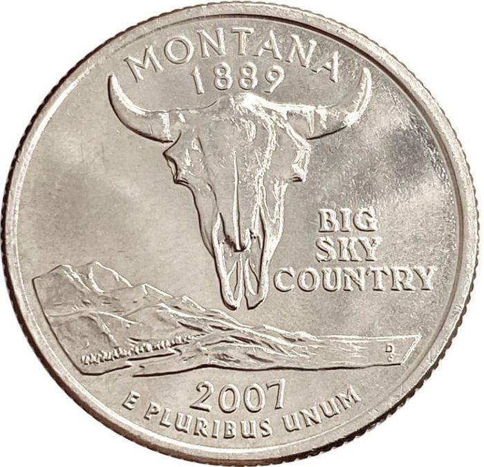 25 центов (1/4 доллара, квотер) 2007 США «Штат Монтана» (D)