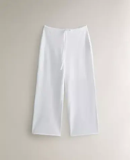 ZARA HOME УКОРОЧЕННЫЕ ПИЖАМНЫЕ БРЮКИ, БЕЛЫЙ