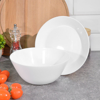 Столовый набор 6 предметов "White" стеклокерамика, Jewel