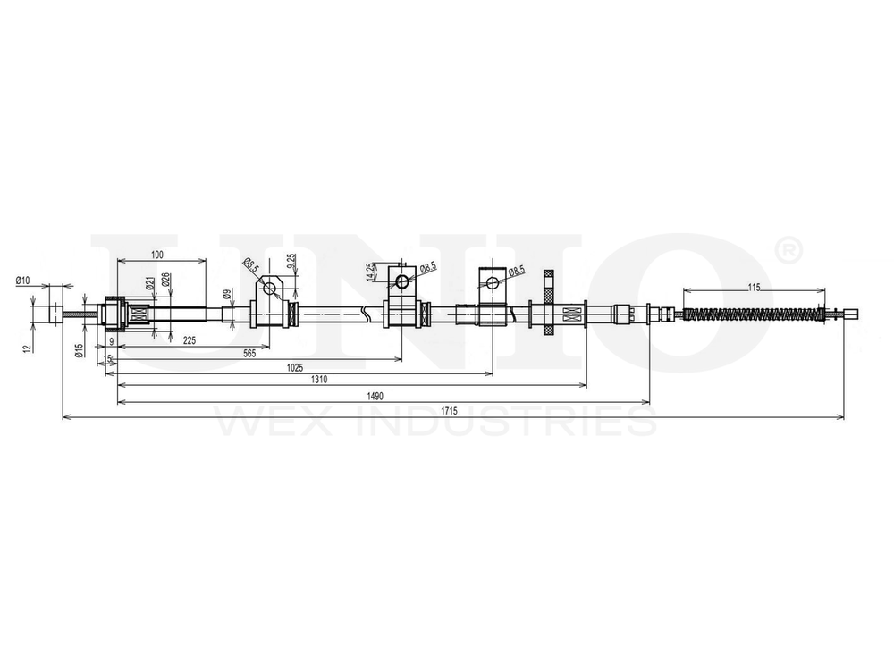 Трос стояночного тормоза задний левый UNIO CAB-60008
