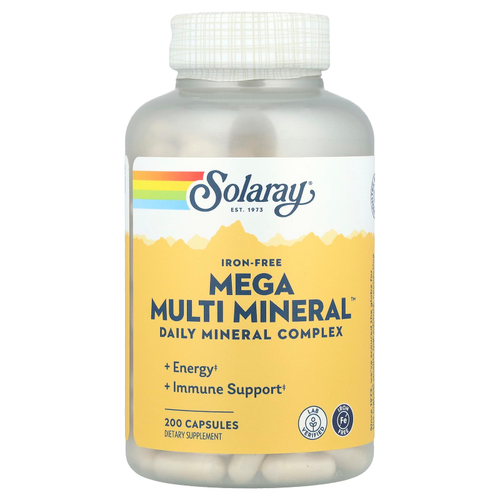 Solaray, Mega Multi Mineral, без железа, 200 капсул