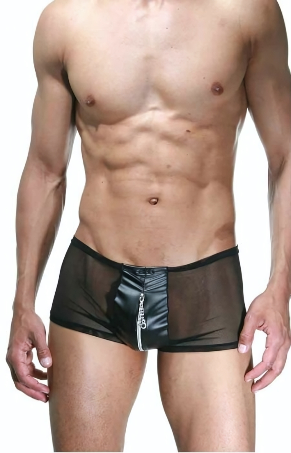 Мужские трусы-хипсы с молнией (Размер: L-XL) (Цвет: черный)