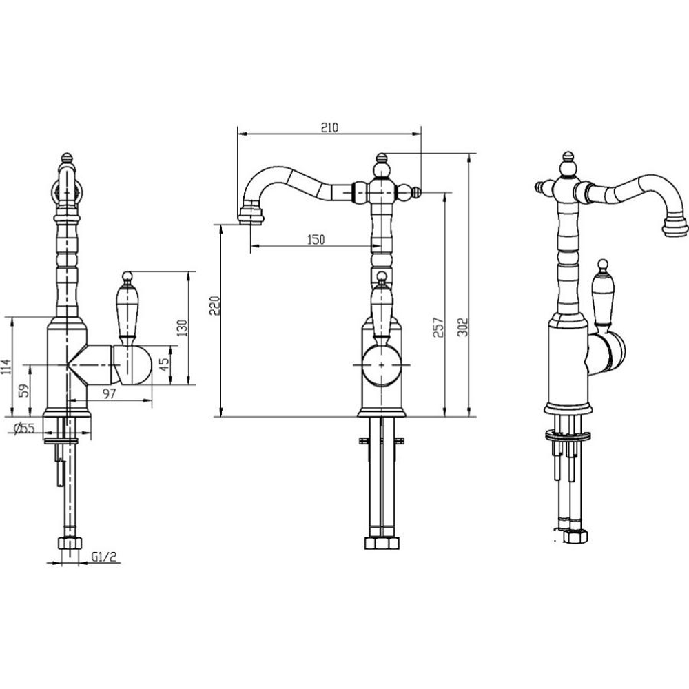 Смеситель для раковины Boheme Crystal 262-CRST