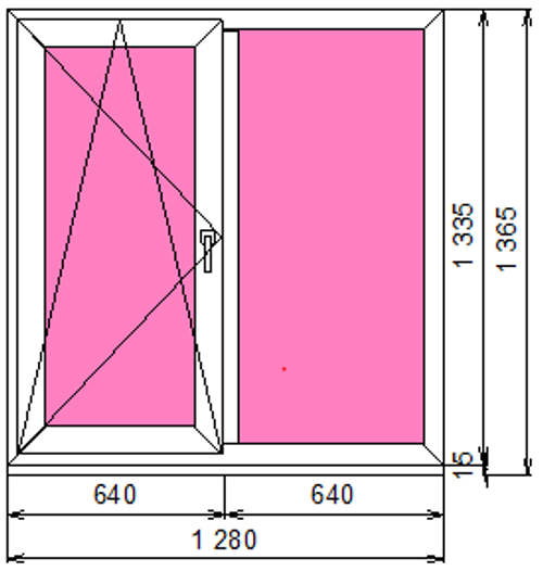 Пластиковое окно 1335 х 1280 ТермА Эко