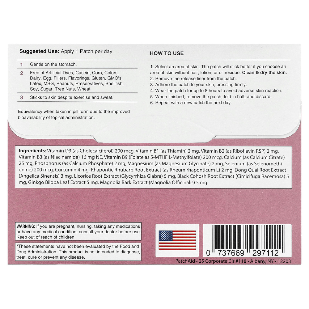PatchAid, патч для облегчения симптомов менопаузы, 30 шт.