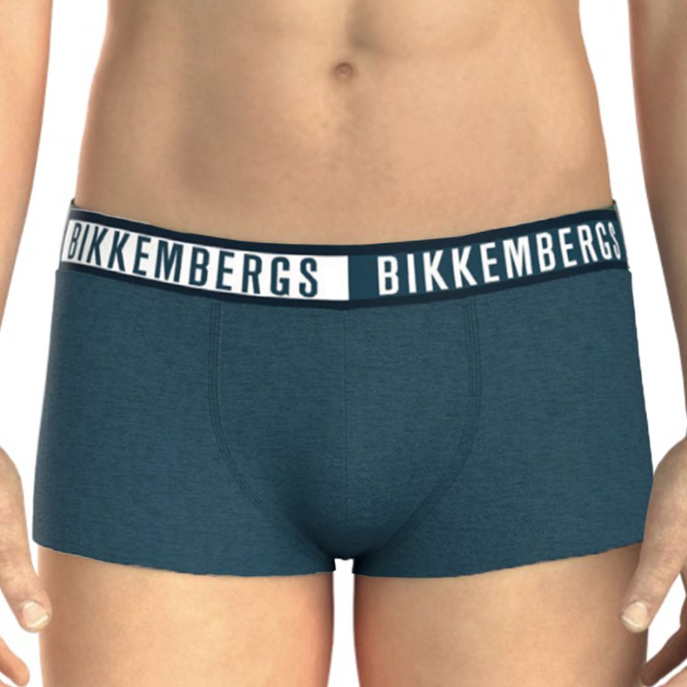 Мужские трусы боксеры синие набор 3в1 Bikkembergs TWICE BKK52UTR29TR