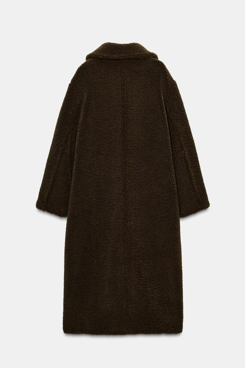 ZARA ШУБА ИЗ ИСКУССТВЕННОЙ ОВЧИНЫ, ТЕМНО-КОРИЧНЕВЫЙ