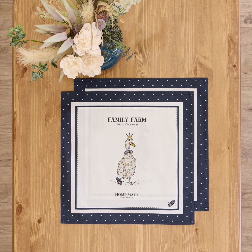 НАБОР САЛФЕТОК ИЗ 2-Х ШТ "FAMILY FARM" ,40Х40СМ,СИНИЙ,100% ХЛОПОК,ТВИЛ