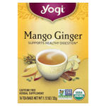 Yogi Tea, манго и имбирь, без кофеина, 16 чайных пакетиков, 32 г (1,12 унции)